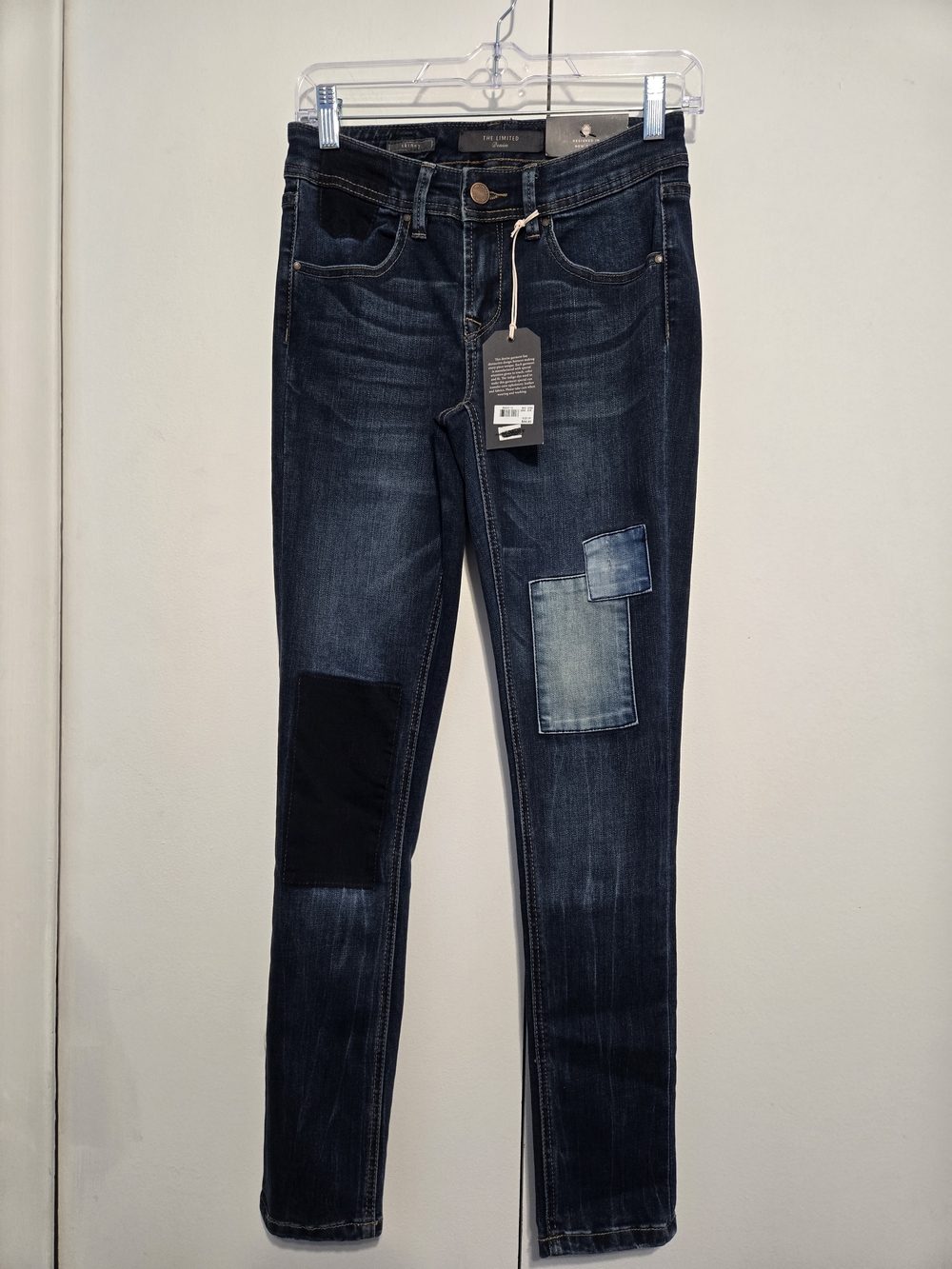 NWT‎ The Limited Skinny Jeans Size 0R Patchwork Dark Wash Stretch Denim